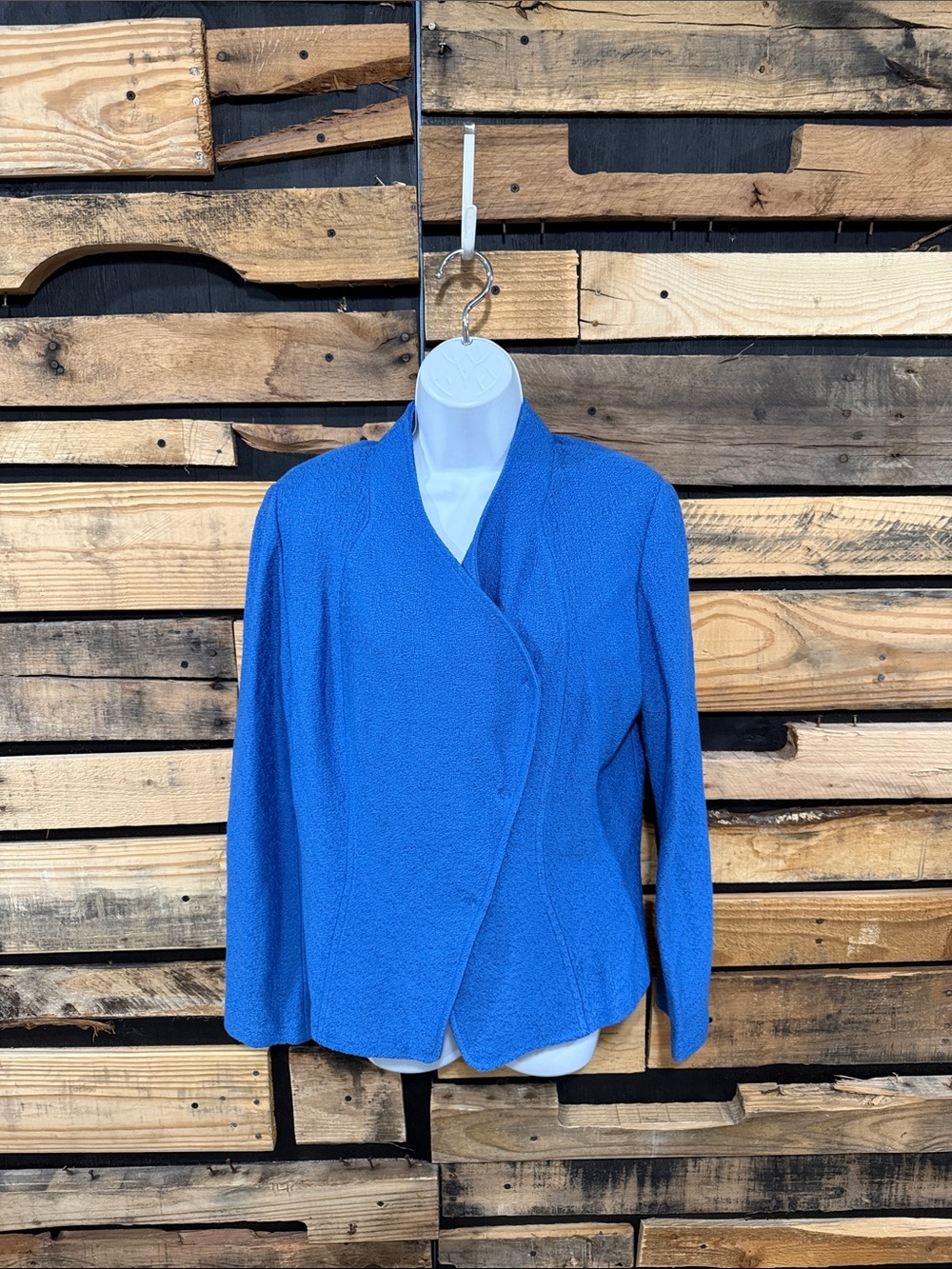 St. John Collection Wool Blend Hannah Knit Stand Collar Jacket, Niagara, Size 10 - Picture 4 of 12